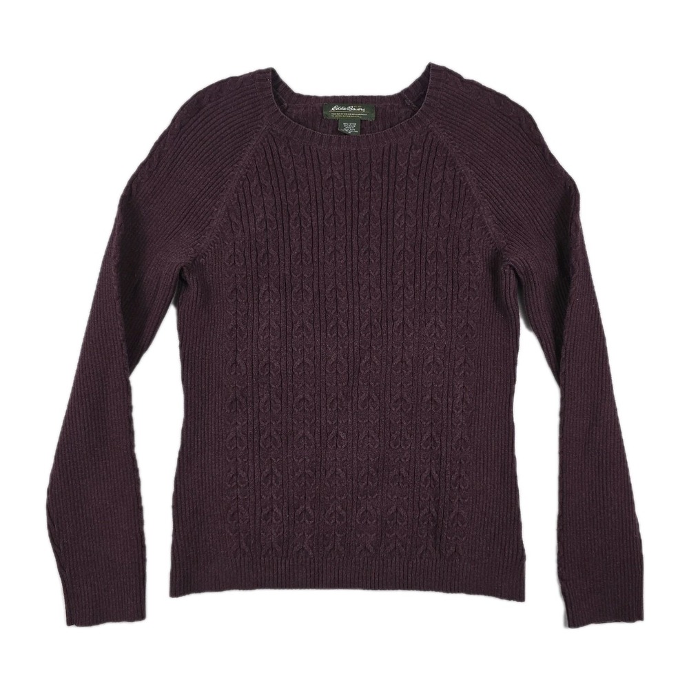 Eddie Bauer Vintage Women's Size Medium Cable Knit Pullover Sweater‎ Burgundy